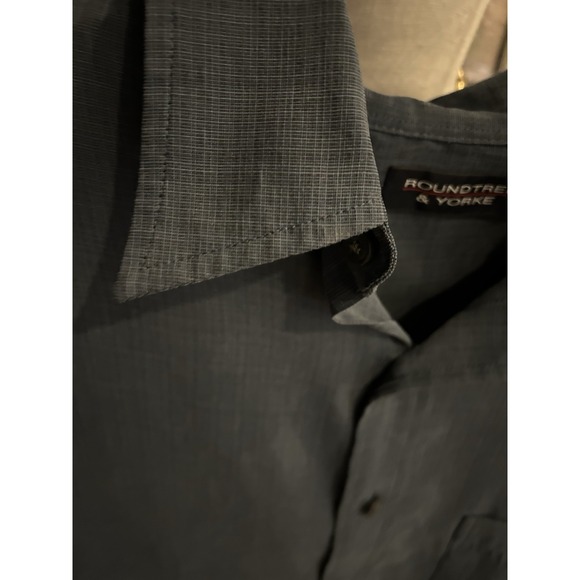 Roundtree & Yorke Men's S/S Button Front Shirt Modal Blend Tall XLT Navy Blue - Picture 8 of 8